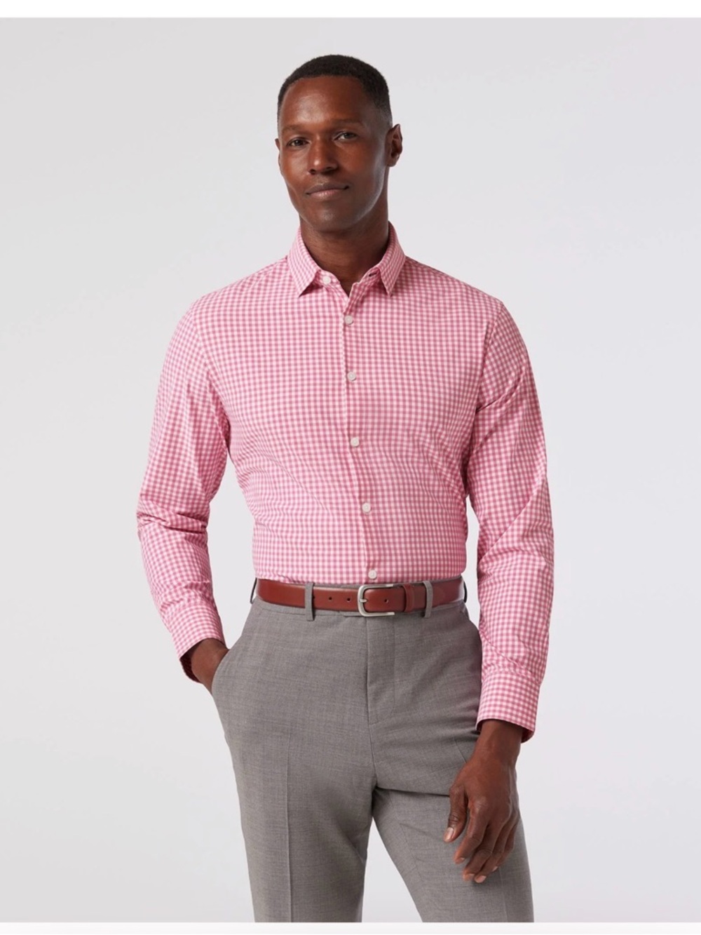 Mizzen+Main Pink Gingham Casual Button-Down Shirt